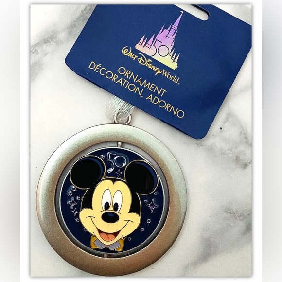 Disney World Parks WDW 50th Anniversary 4 Parks Mickey Spinner Ornament NWT - Picture 2 of 4